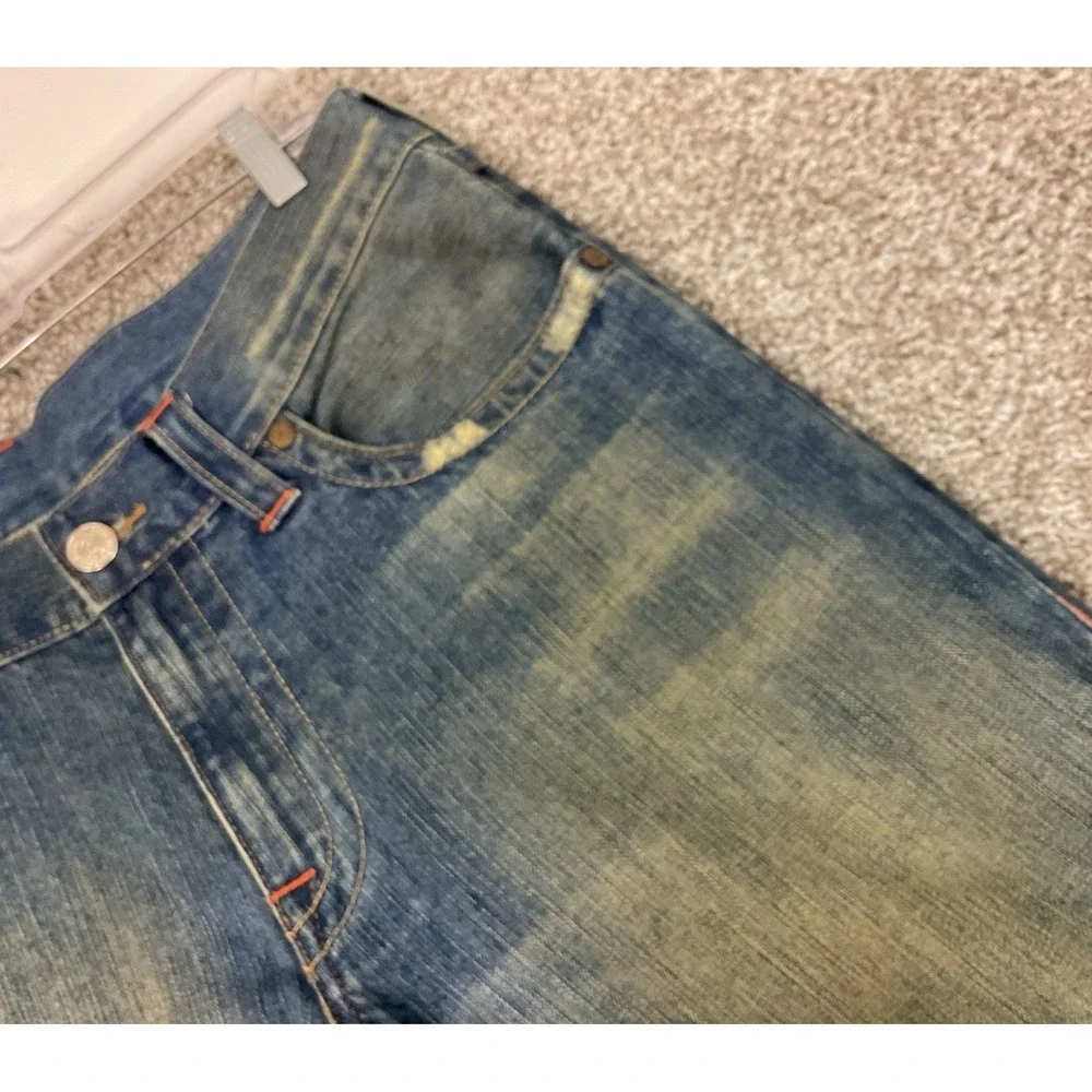 True Religion Flare Twisted Buddha Graphic embroidered‎ pocket USA Y2K